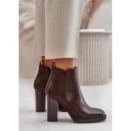 Botines de mujer aislantes con tacón alto en piel ecológica Teresine marrón oscuro 3