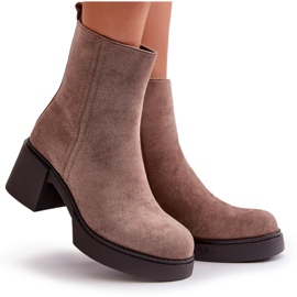Botines Mujer Eco Ante, Aislados, Beige Oscuro, Meriluna 10