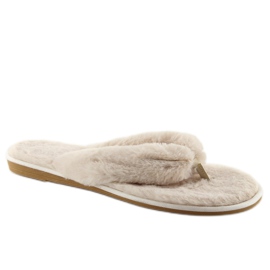 Chanclas con pelo beige beige 2 Chanclas con pelo beige beige 2