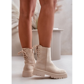 Botines de tacón plano de ante Lakyta beige 7