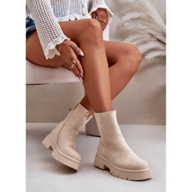 Botines de tacón plano de ante Lakyta beige 8