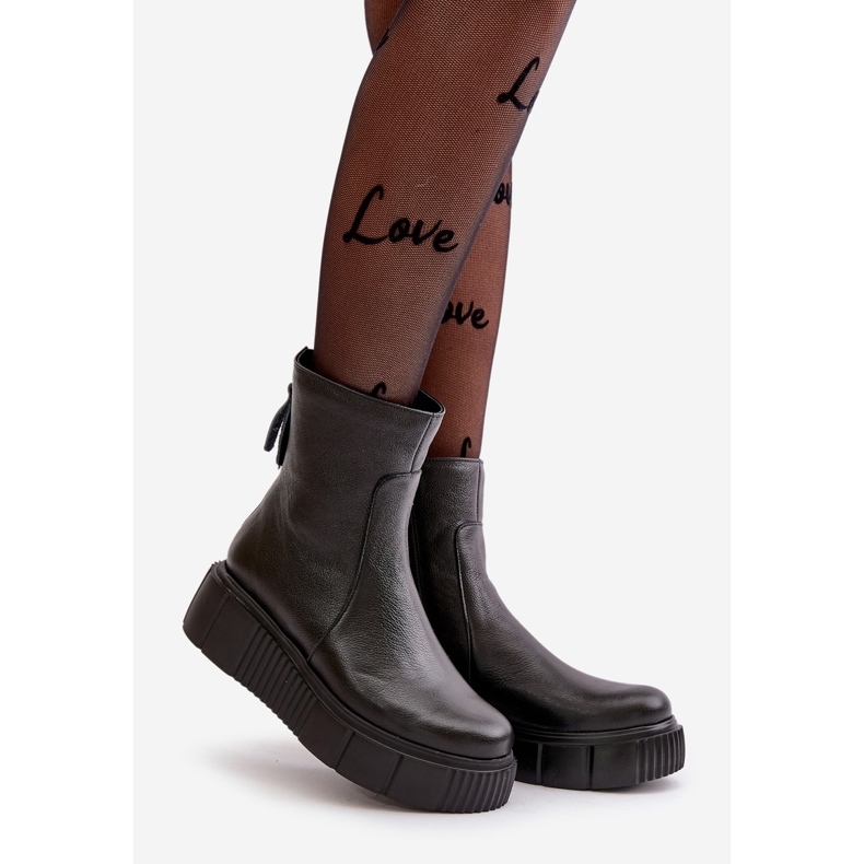 Zazoo 60369 Botines Mujer de Piel con Plataforma, Negro 1