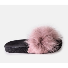 Chanclas rosas con pelo de Lolinna rosado 1