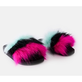 Chanclas negras con pelo de colores de Nadiminha multicolor 1