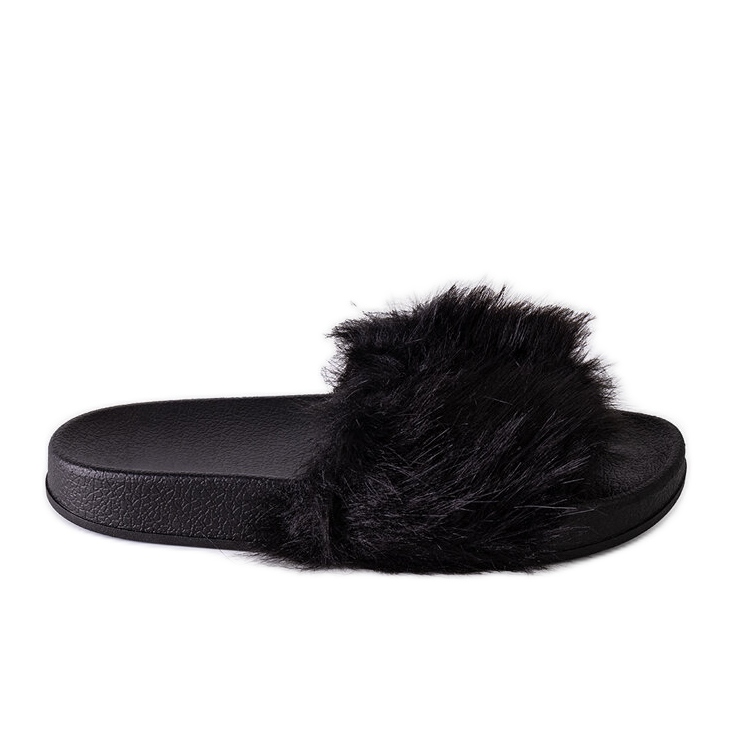 Chanclas Candy negro con pelo. 1
