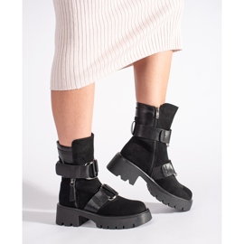 Goodin Botines mujer ante negro con hebillas 1 Goodin Botines mujer ante negro con hebillas 1