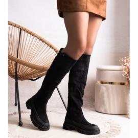 Botas negras con tacón enorme, Lirio de los valles. negro 1