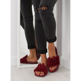 Pantuflas con pelo y orejas granate rojo 2 Pantuflas con pelo y orejas granate rojo 2