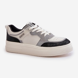 Zapatillas Bajas de Mujer Fabricadas en Piel Ecológica Big Star OO274028 Blanco y Gris 6