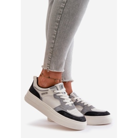 Zapatillas Bajas de Mujer Fabricadas en Piel Ecológica Big Star OO274028 Blanco y Gris 1