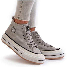 Zapatillas de mujer aisladas con plataforma de piel ecológica Big Star OO274070 Blanco gris 12