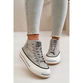 Zapatillas de mujer aisladas con plataforma de piel ecológica Big Star OO274070 Blanco gris 7