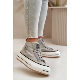 Zapatillas de mujer aisladas con plataforma de piel ecológica Big Star OO274070 Blanco gris 4
