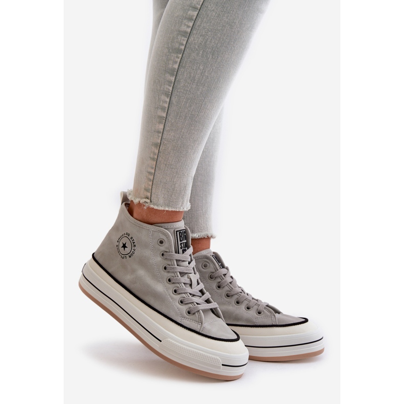 Zapatillas de mujer aisladas con plataforma de piel ecológica Big Star OO274070 Blanco gris 1