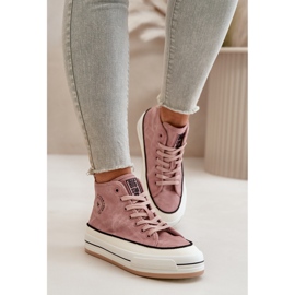 Zapatillas de mujer aisladas con plataforma de piel ecológica Big Star OO274068 Rosa rosado 4