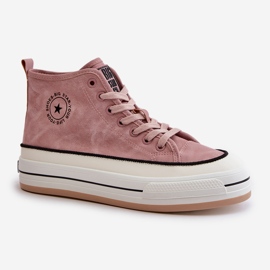 Zapatillas de mujer aisladas con plataforma de piel ecológica Big Star OO274068 Rosa rosado 5