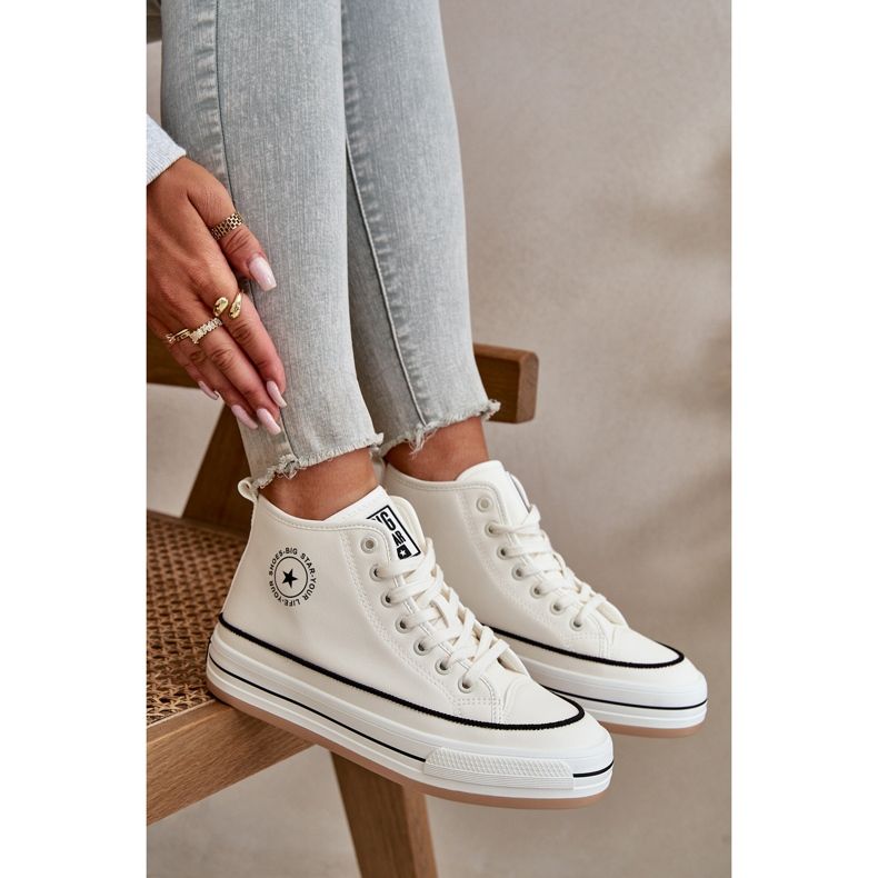 Zapatillas de mujer aisladas con plataforma de piel ecológica Big Star OO274061 Blanco 2