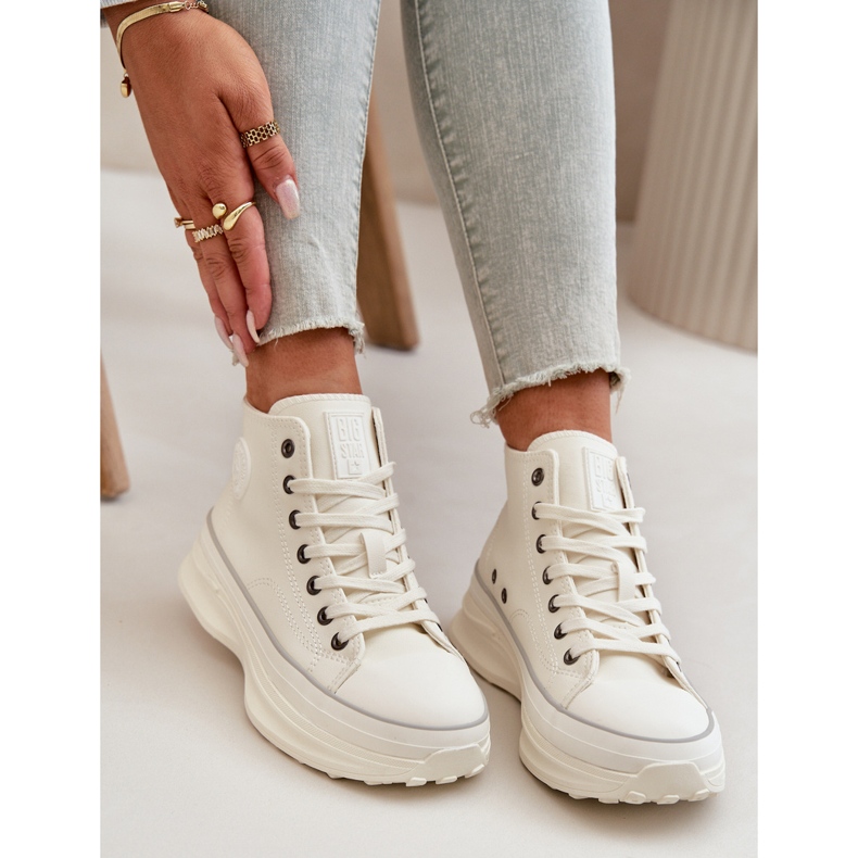 Zapatillas Mujer Plataforma Piel Ecológica Big Star OO274064 Blanco 2