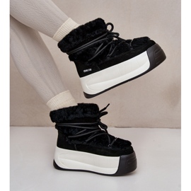 Botas de nieve para mujer de piel con suela gruesa y pelo Big Star OO274A206 Negro 12