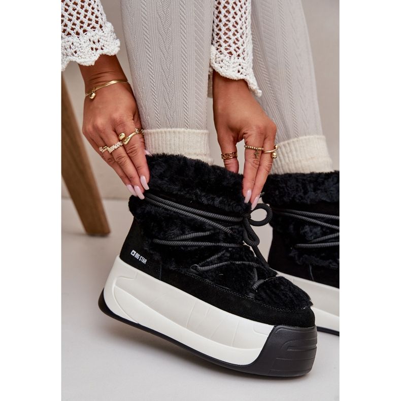 Botas de nieve para mujer de piel con suela gruesa y pelo Big Star OO274A206 Negro 2