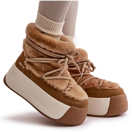 Botas de nieve para mujer de piel con suela gruesa y pelo Big Star OO274A207 Marrón beige 20