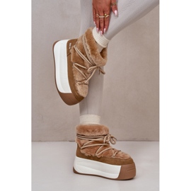 Botas de nieve para mujer de piel con suela gruesa y pelo Big Star OO274A207 Marrón beige 15