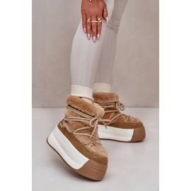 Botas de nieve para mujer de piel con suela gruesa y pelo Big Star OO274A207 Marrón beige 10