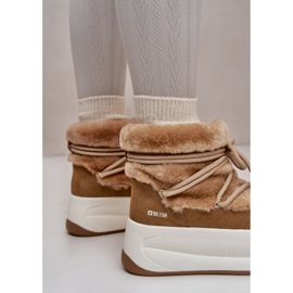 Botas de nieve para mujer de piel con suela gruesa y pelo Big Star OO274A207 Marrón beige 16