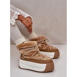Botas de nieve para mujer de piel con suela gruesa y pelo Big Star OO274A207 Marrón beige 18