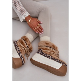 Botas de nieve para mujer de piel con suela gruesa y pelo de leopardo Big Star OO274A208 Marrón beige 15