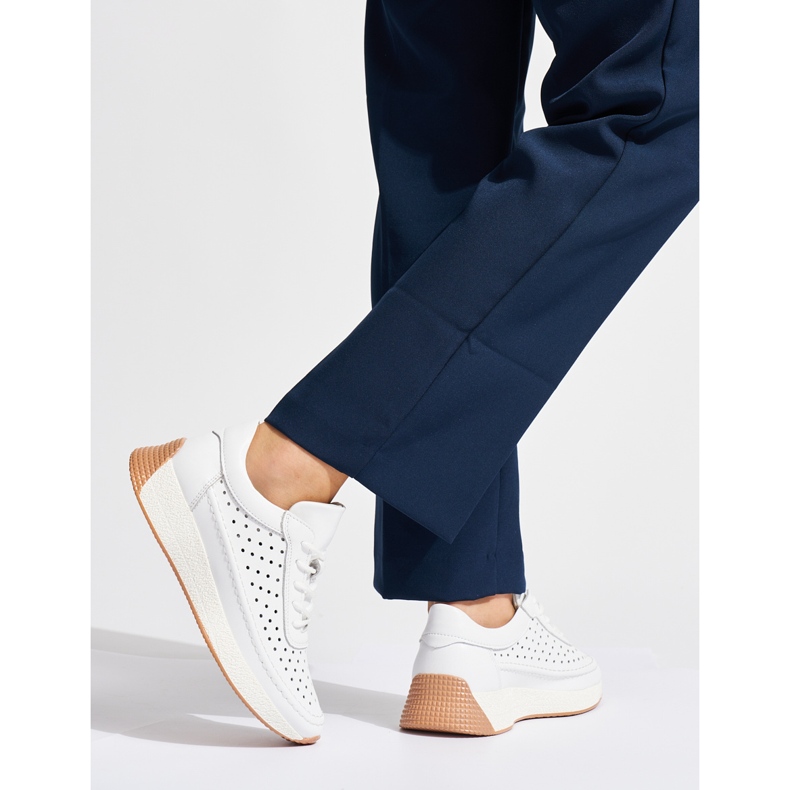 Deportivas de piel caladas blancas de Sergio Leone blanco 2