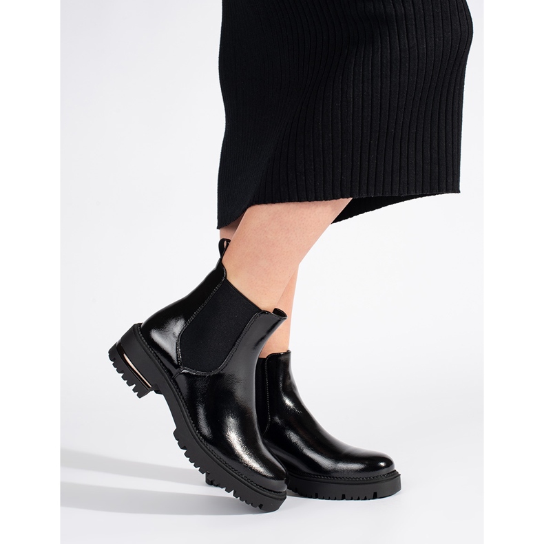 Botines de mujer de charol con plataforma Sergio Leone negro 1 Botines de mujer de charol con plataforma Sergio Leone negro 1