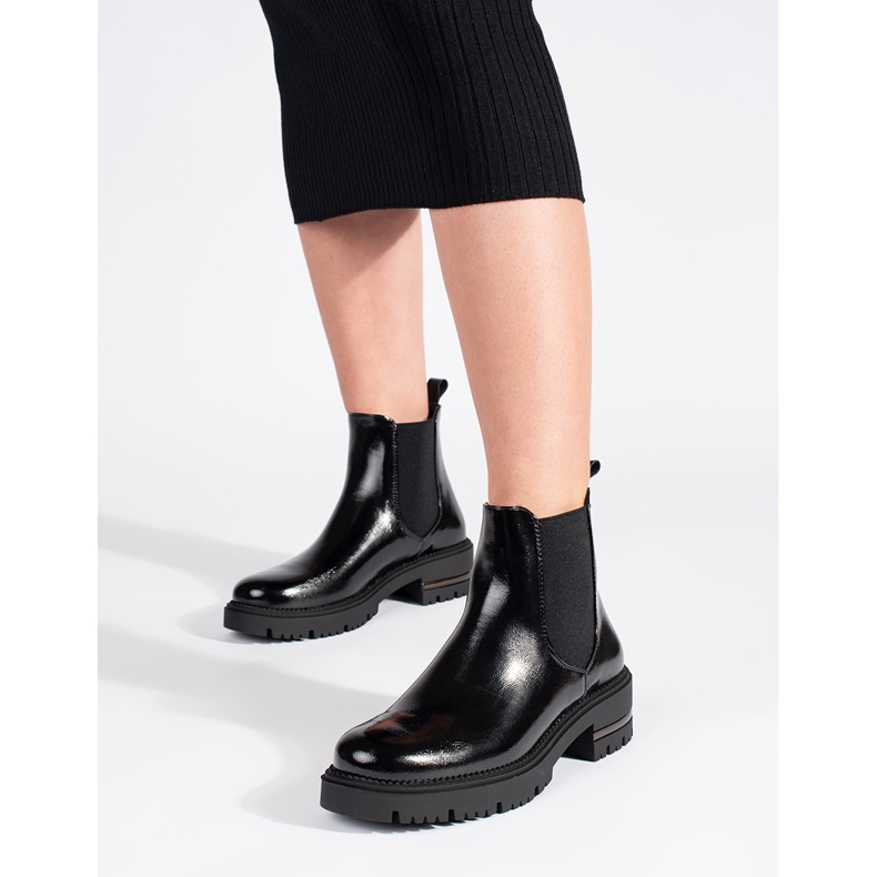 Botines de mujer de charol con plataforma Sergio Leone negro 2 Botines de mujer de charol con plataforma Sergio Leone negro 2