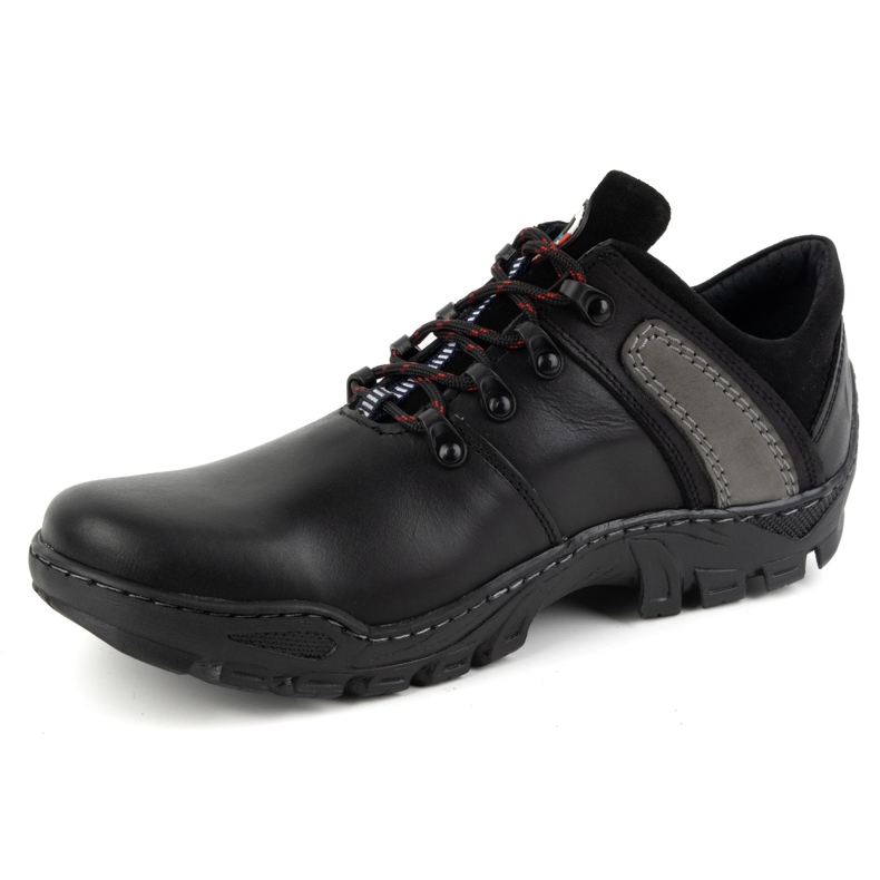 Olivier Zapatos trekking de piel para hombre 311GT, negro 1