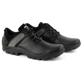Olivier Zapatos trekking de piel para hombre 311GT, negro 3