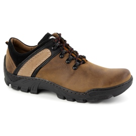 Olivier Zapatos trekking hombre piel 311GT marrón naranja 2