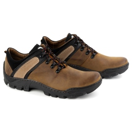Olivier Zapatos trekking hombre piel 311GT marrón naranja 3