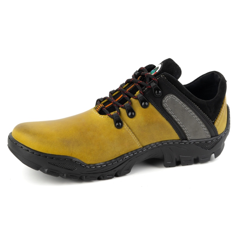Olivier Zapatos trekking de piel para hombre 311GT, amarillo 1