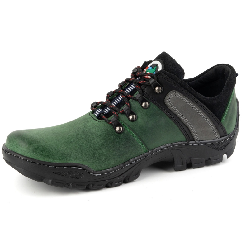 Olivier Zapatos trekking hombre piel 311GT, verde 1
