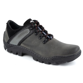 Olivier Zapatos trekking de piel para hombre 311GT, gris 2