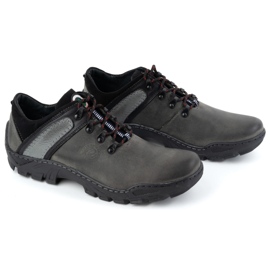 Olivier Zapatos trekking de piel para hombre 311GT, gris 3