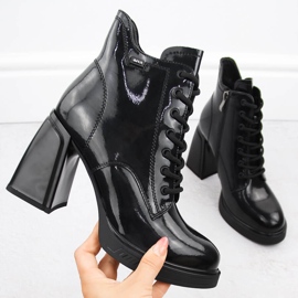 Botines de mujer en charol, ligeramente aislantes, negro, Vinceza 91109 1 Botines de mujer en charol, ligeramente aislantes, negro, Vinceza 91109 1