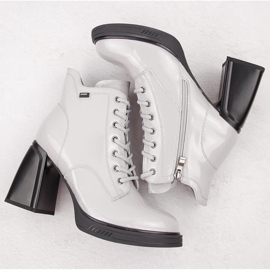 Botines de mujer en charol, ligeramente aislantes, gris Vinceza 91109 4