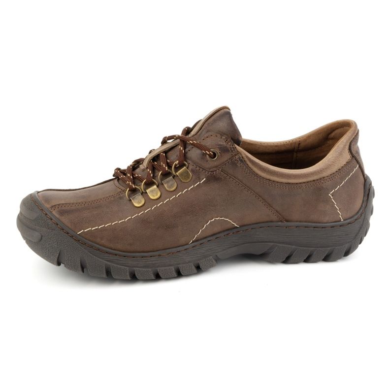 KOMODO Zapatos de trekking para hombre, piel 936K, marrón 1