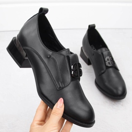 Zapatos de tacón slip-on mujer en piel, negro Vinceza 25-58349 1