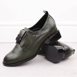 Zapatos de tacón slip-on mujer en piel, verde Vinceza 25-58349 3