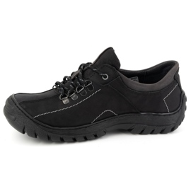 KOMODO Zapatos trekking de piel para hombre 936K, negro 1