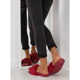 Babucha burdeos con pelo zy383-007-1 vino rojo 1