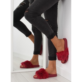 Babucha burdeos con pelo zy383-007-1 vino rojo 2