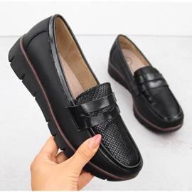 Zapatos de mujer de piel, mocasines con cuña, negro Filippo DP6455 1 Zapatos de mujer de piel, mocasines con cuña, negro Filippo DP6455 1